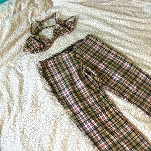 Vintage plaid two piece set